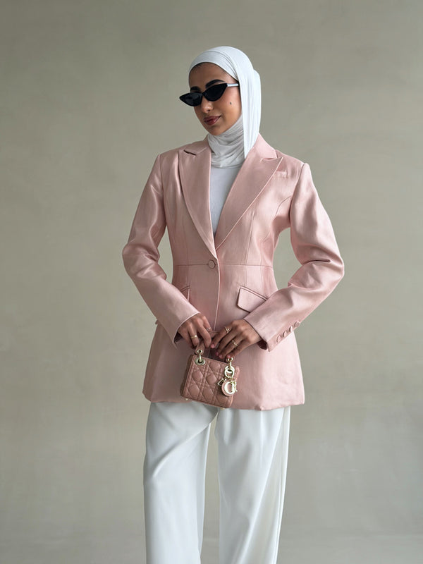 Satin Angled Flap Pockets Blazer