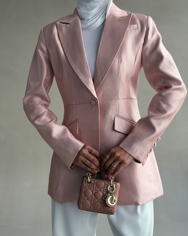 Satin Angled Flap Pockets Blazer