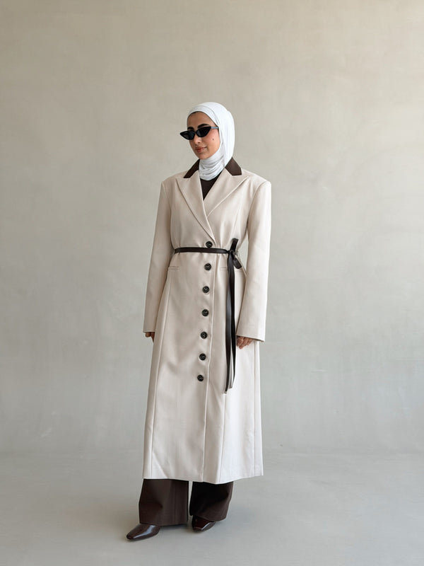 Brown Collared Long Blazer