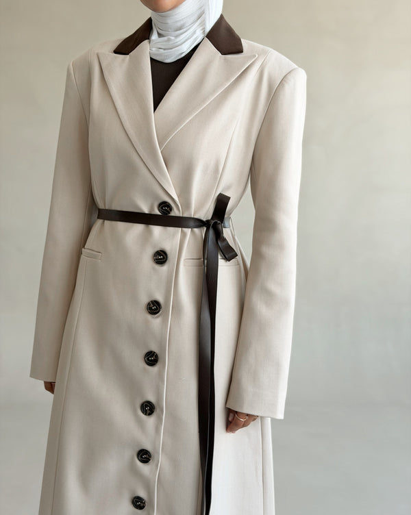 Brown Collared Long Blazer
