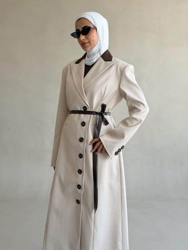 Brown Collared Long Blazer