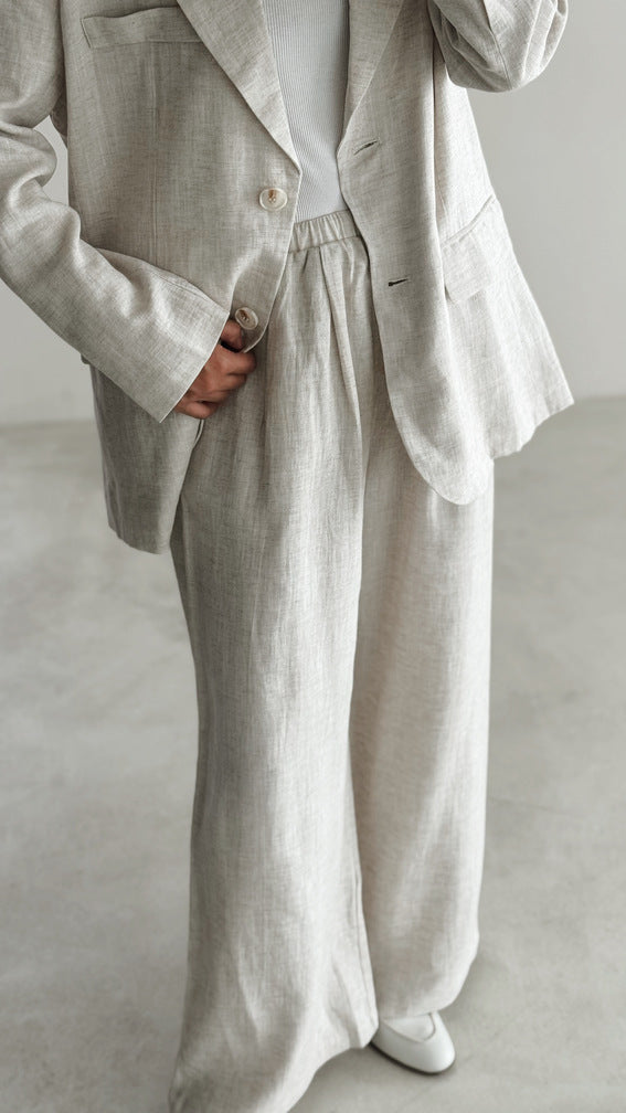 Back Slit Blazer Linen Set