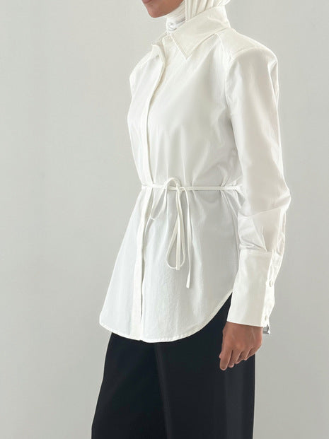 Solid Color Lace Up Shirt