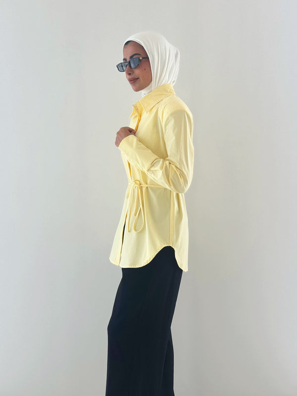 Solid Color Lace Up Shirt