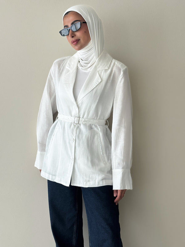 Belted Collared Shirt