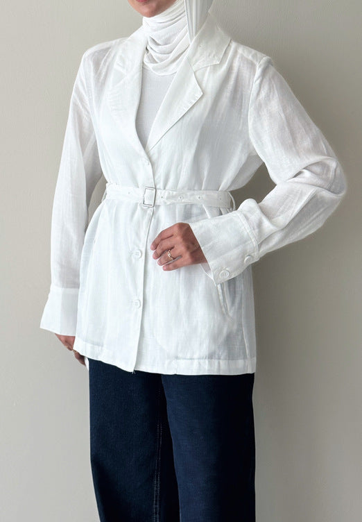 Belted Collared Shirt