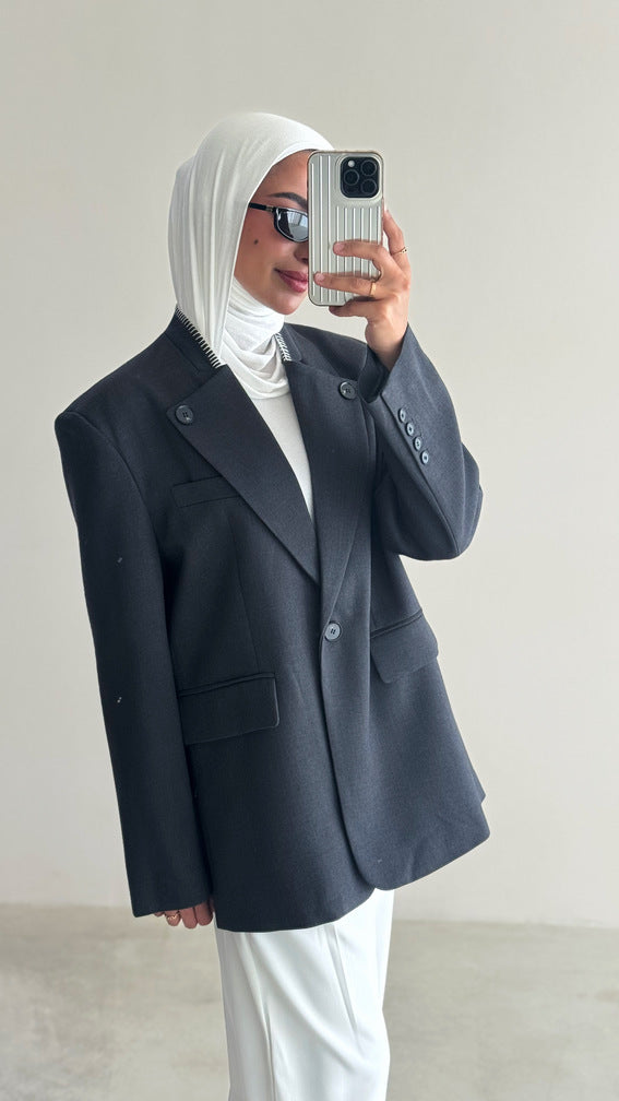 3 Buttoned Topstitched Blazer
