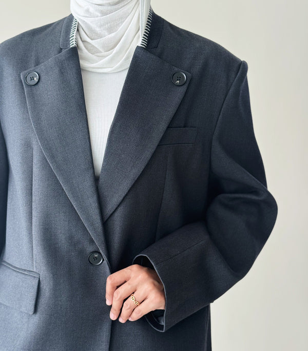 3 Buttoned Topstitched Blazer