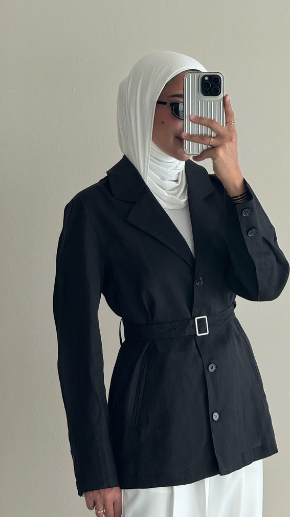Belted Collared Shirt