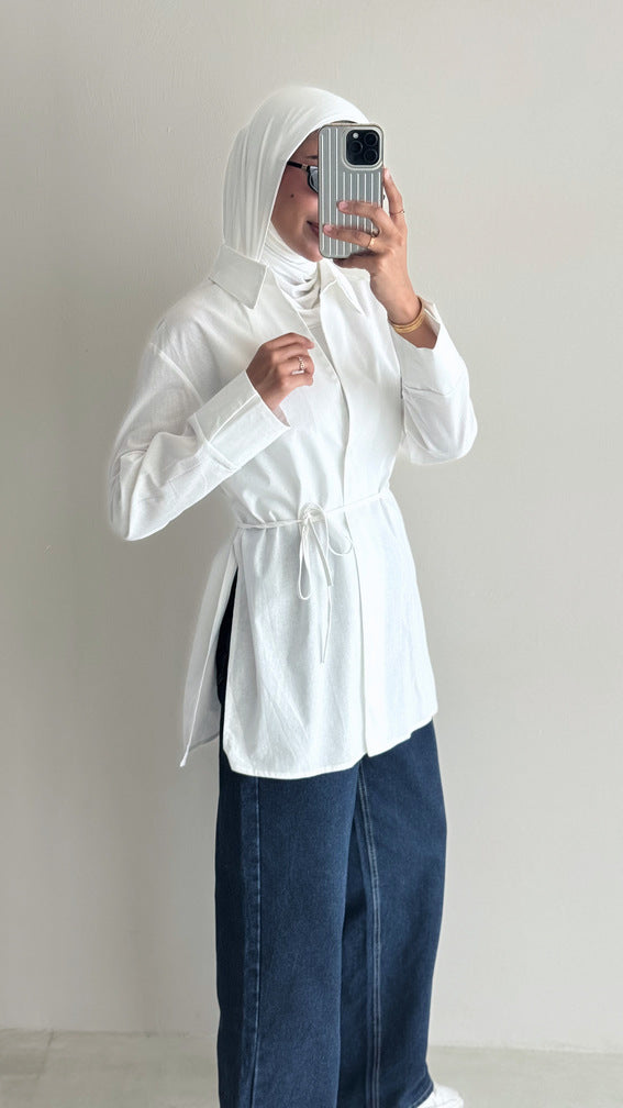 Lace Up Side Slits Shirt