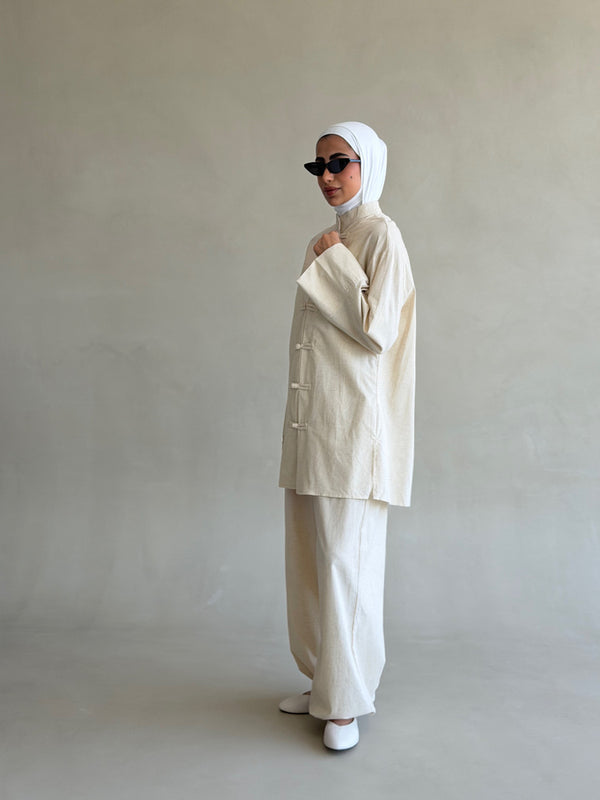 Frog-looped Knot Shirt & Pants Set