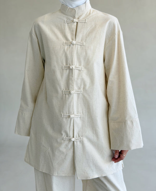 Frog-looped Knot Shirt & Pants Set