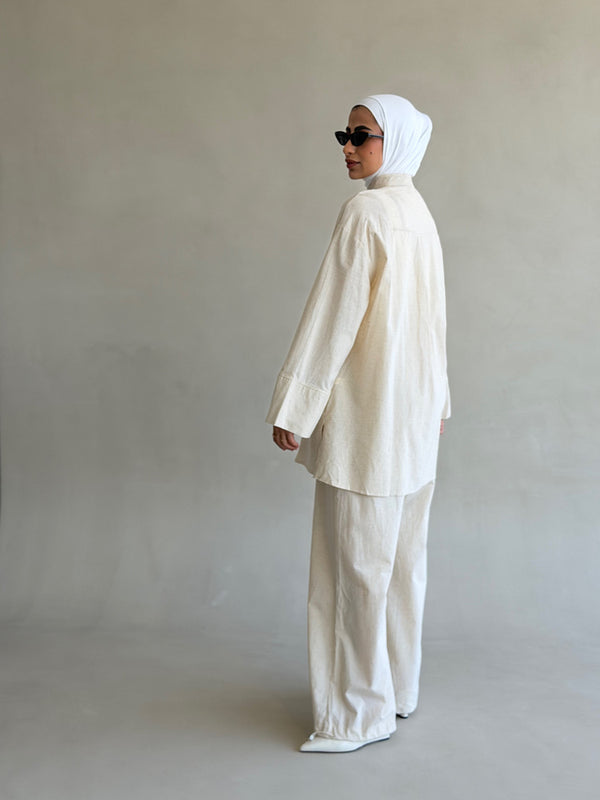Frog-looped Knot Shirt & Pants Set