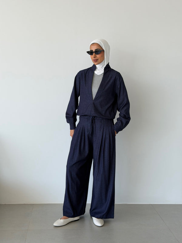 Cropped V-neckline Top & Pants Set