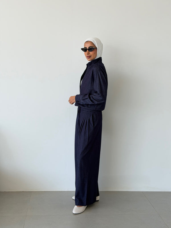 Cropped V-neckline Top & Pants Set