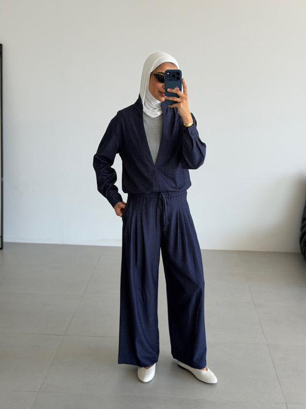 Cropped V-neckline Top & Pants Set