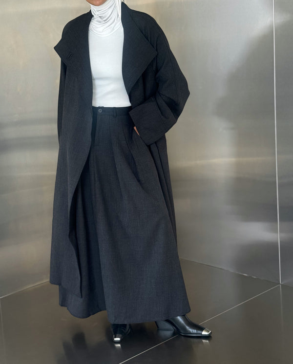 Woolen  Big Collar Coat + Skirt Set