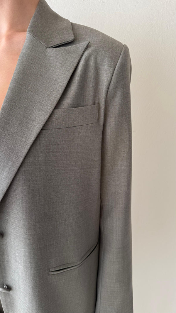 2-Welt Pockets  Long Blazer Set