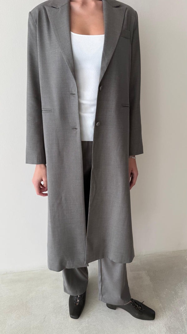 2-Welt Pockets  Long Blazer Set