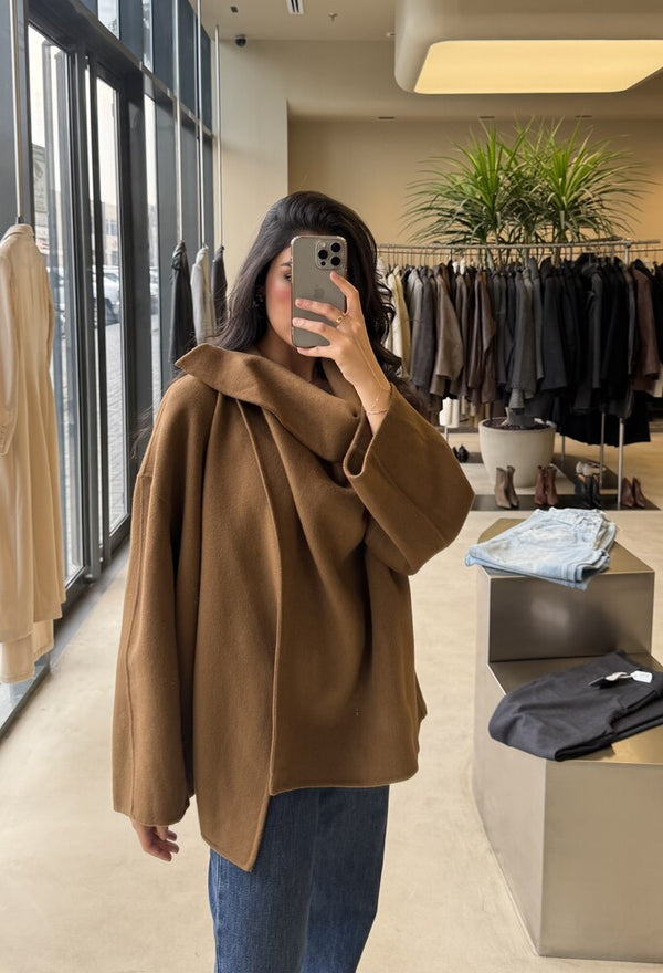 Woolen Rolled Neck Loose Jacket