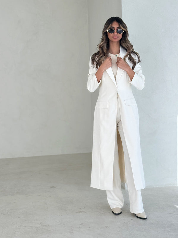 One Button Long Blazer w/ Pants Set