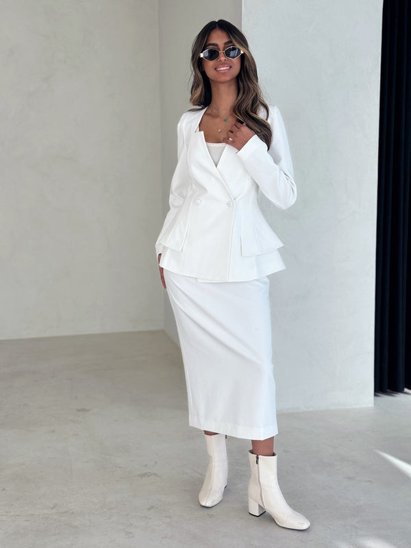 Square Neck Blazer + Skirt Set