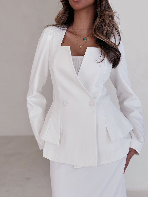 Square Neck Blazer + Skirt Set