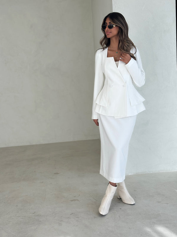 Square Neck Blazer + Skirt Set