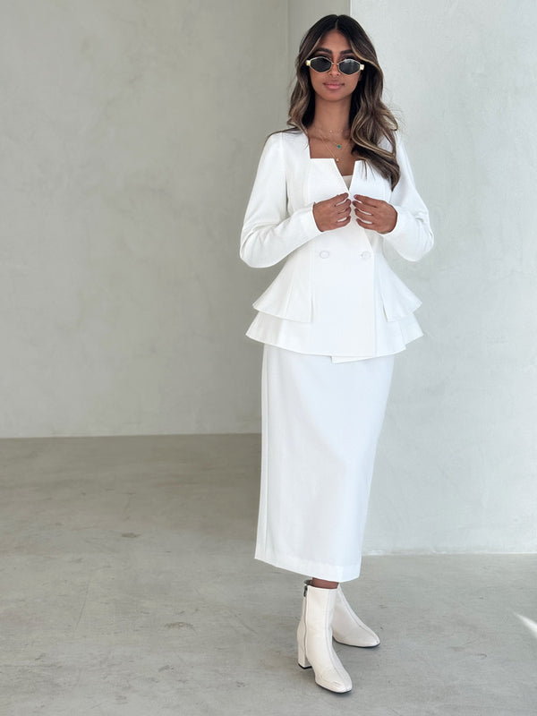Square Neck Blazer + Skirt Set
