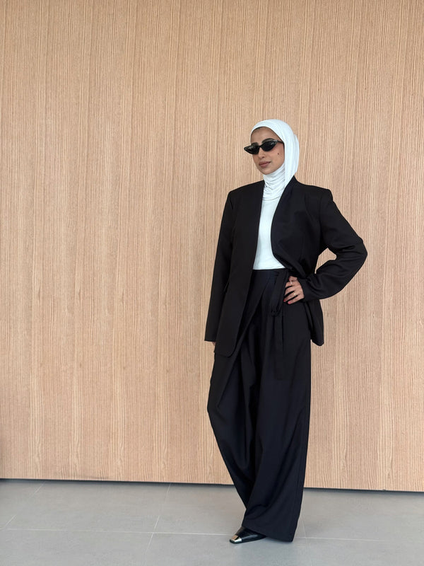 Tie-Waist Asymmetrical Trouser Set