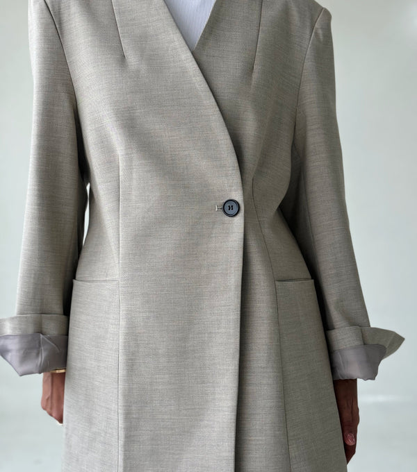 One Button V-neck Blazer Pants 2PC Setملابس كاملة / أطقم