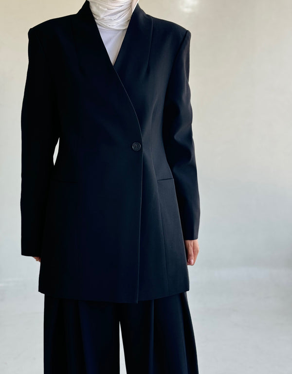 One Button V-neck Blazer Pants 2PC Setملابس كاملة / أطقم