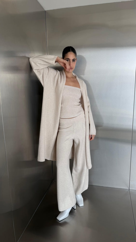 3PC Cardigan-Tube Knit Set