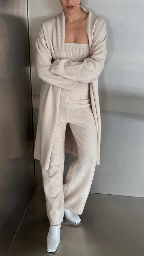 3PC Cardigan-Tube Knit Set