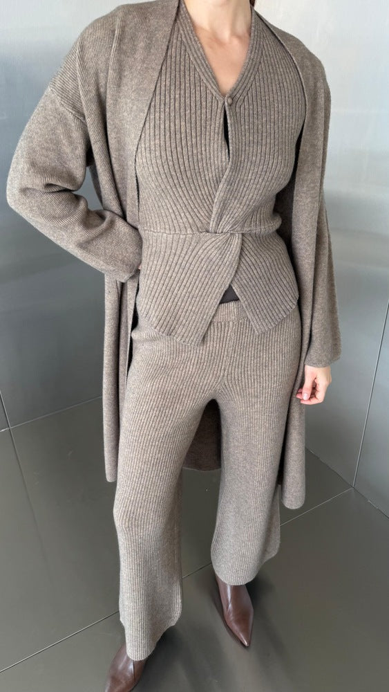 Knitted 3PC Vest Cardigan Set