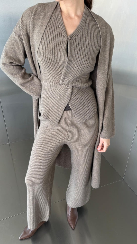 Knitted 3PC Vest Cardigan Set