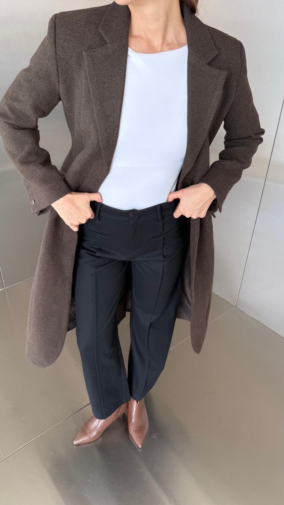 Long Waisted Slim-Fit Coat