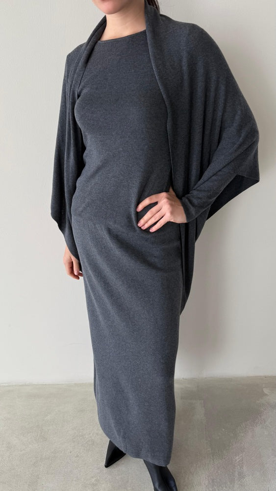 Knitted Slim Fit Skirt Set / Shawl