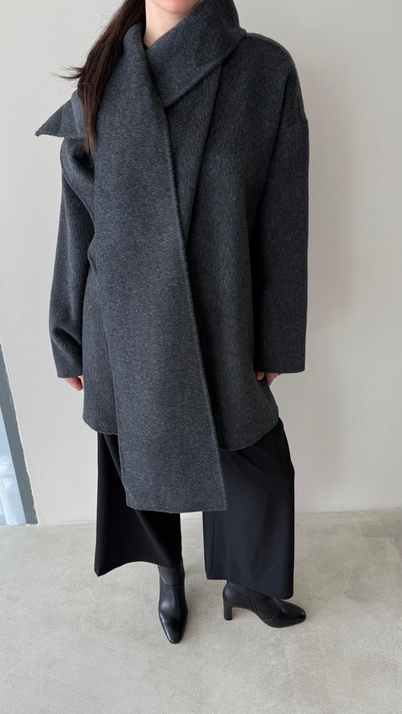 Scarf One-button Woolen Jacket