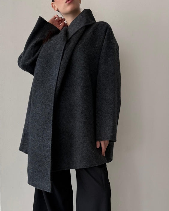 Scarf One-button Woolen Jacket