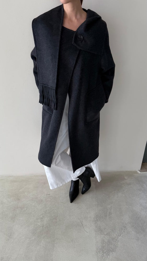 Tassel Scarf Woolen Coat
