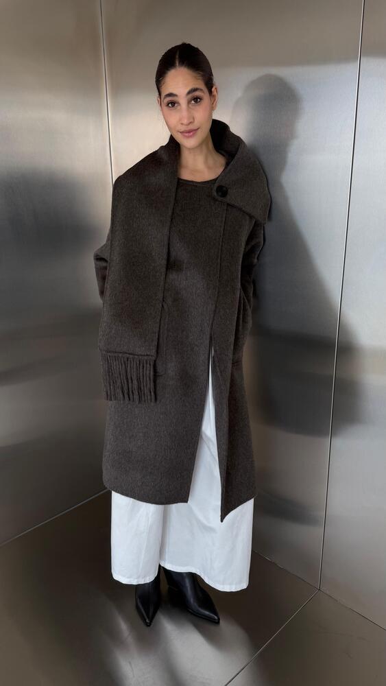 Tassel Scarf Woolen Coat