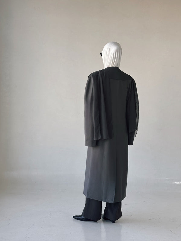Spliced Mesh Long Blazer