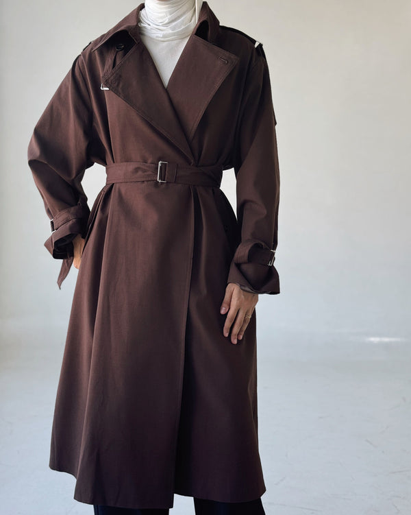 Gathered Waist Belt Trench Coat