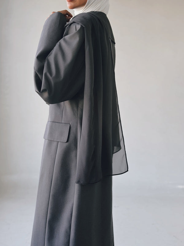 Spliced Mesh Long Blazer