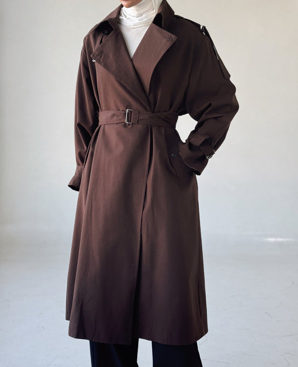 Gathered Waist Belt Trench Coat