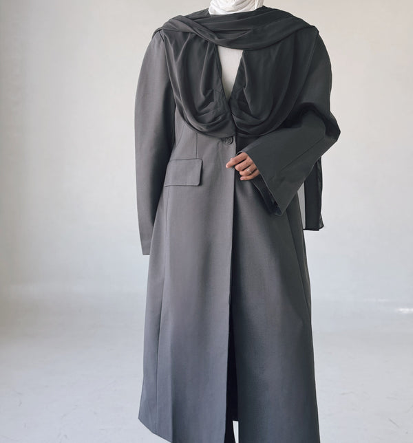 Spliced Mesh Long Blazer