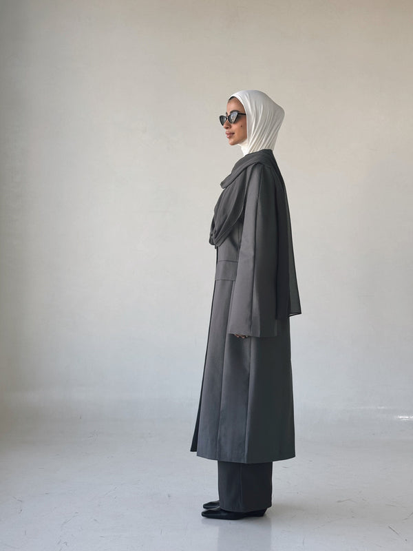Spliced Mesh Long Blazer