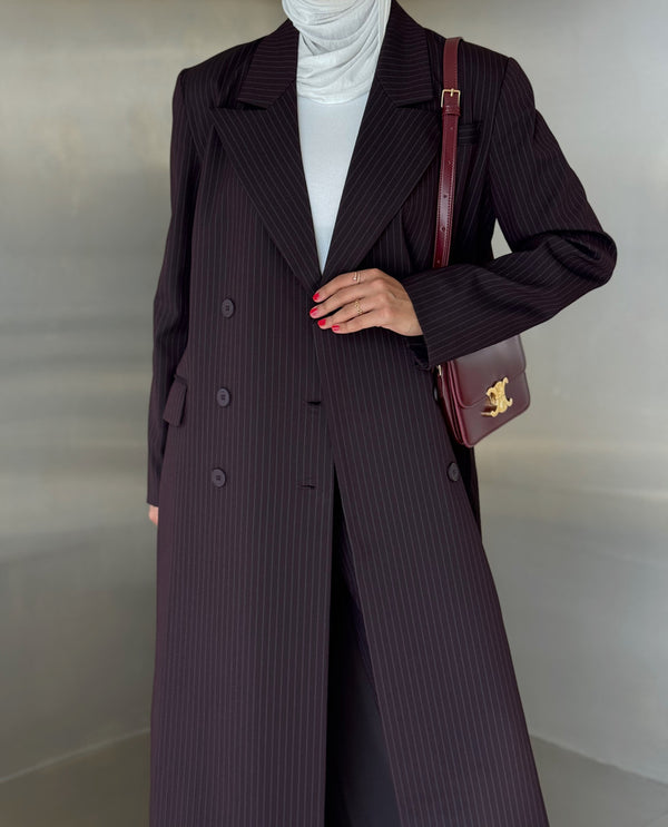 Loose Full Striped Long Blazer Set
