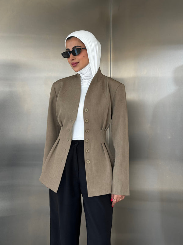 6 Buttons Blazer Waist Pleated